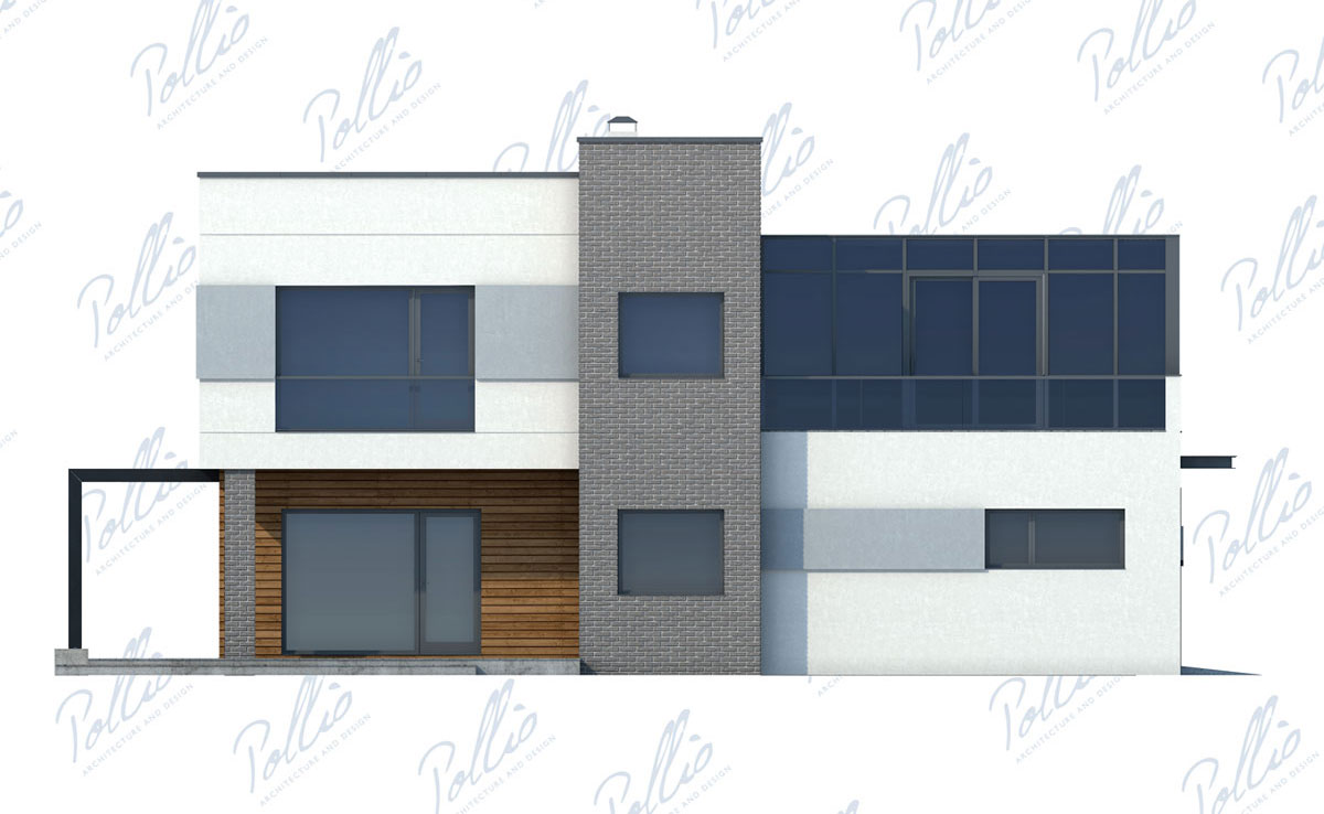 Divstāvu mājas projekts 216 m²: 3 Guļamistabas, Darba istaba, 3 Vannasistabas, Atvērta virtuve, Garāža