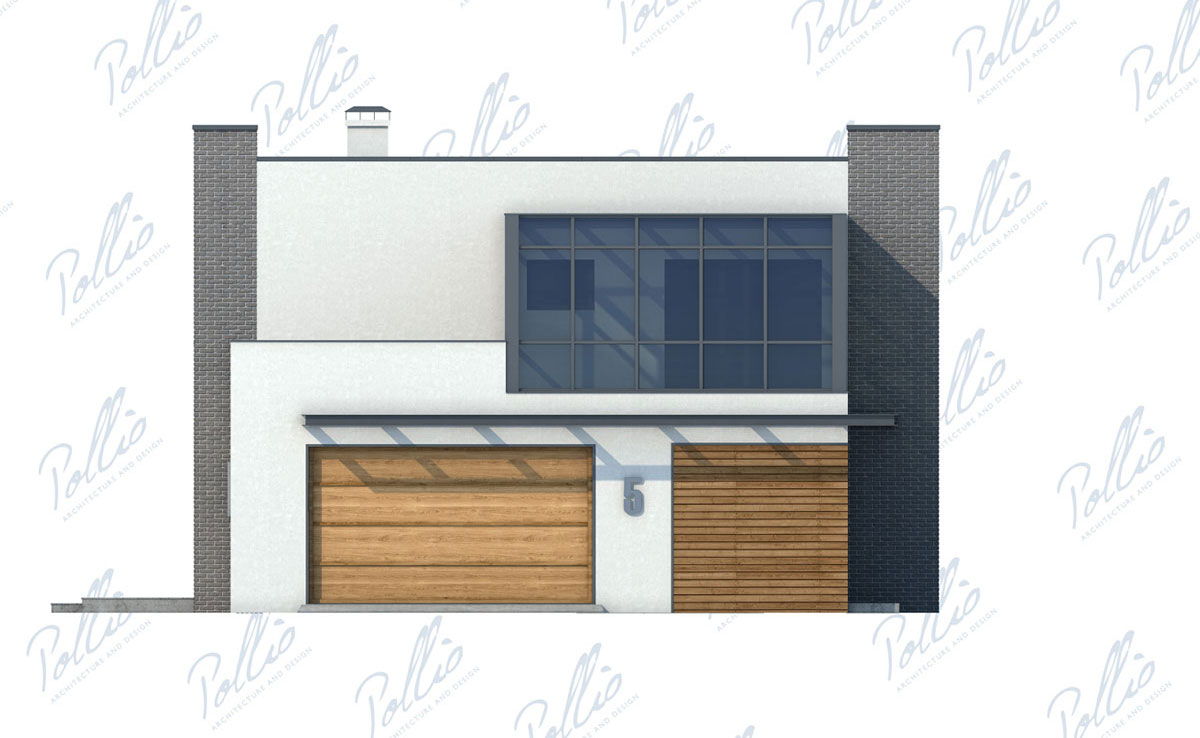 Divstāvu mājas projekts 216 m²: 3 Guļamistabas, Darba istaba, 3 Vannasistabas, Atvērta virtuve, Garāža