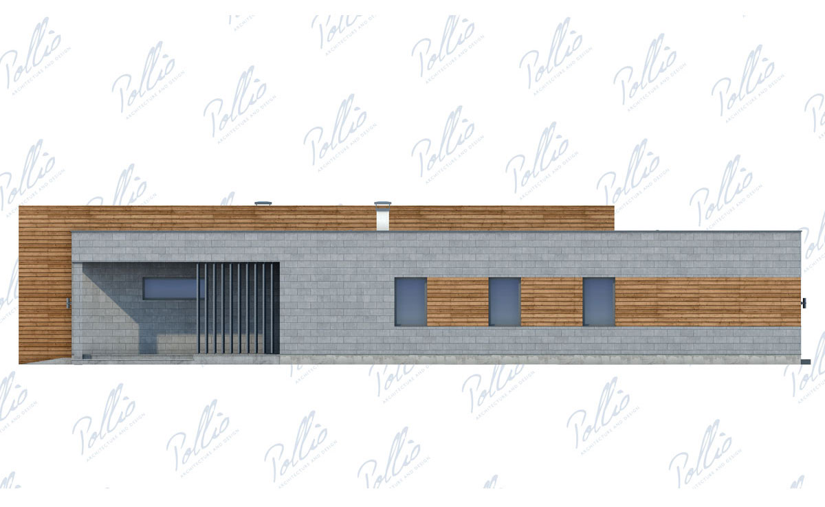 Vienstāva mājas projekts 203 m²: 3 Guļamistabas, Darba istaba, 3 Vannasistabas, Atvērta virtuve, Garāža