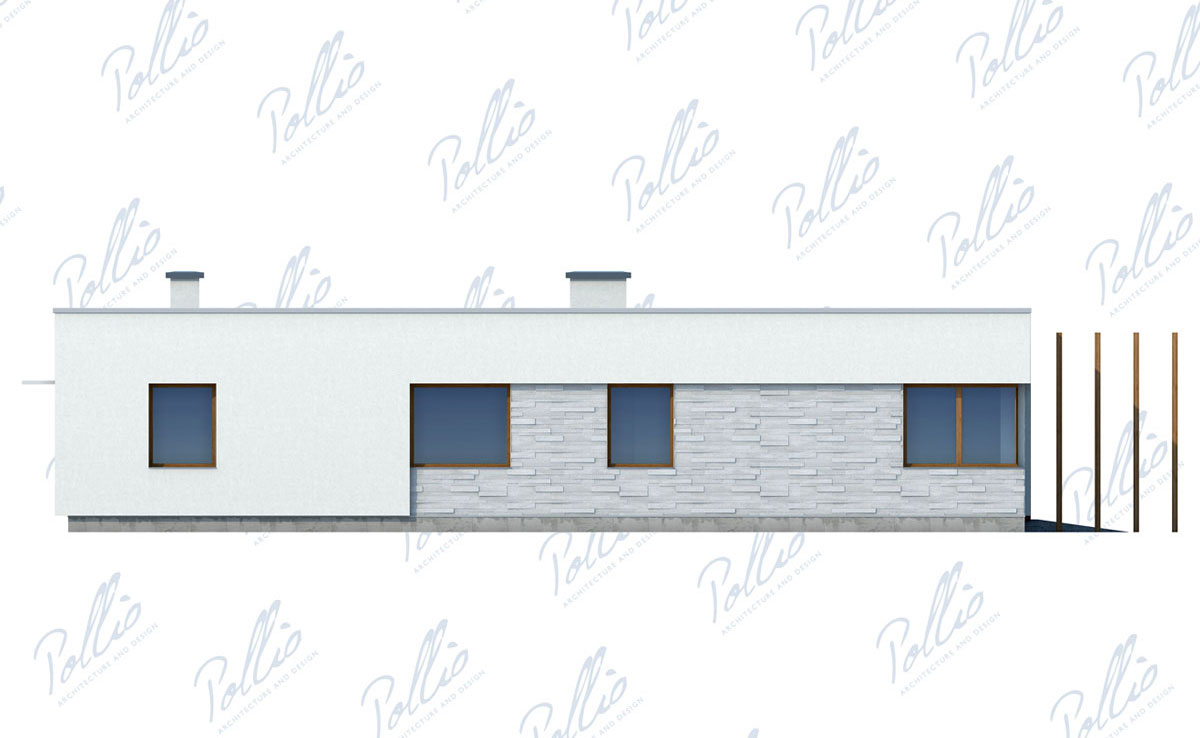 Vienstāva mājas projekts 233 m²: 3 Guļamistabas, Darba istaba, 3 Vannasistabas, Atvērta virtuve, Garāža