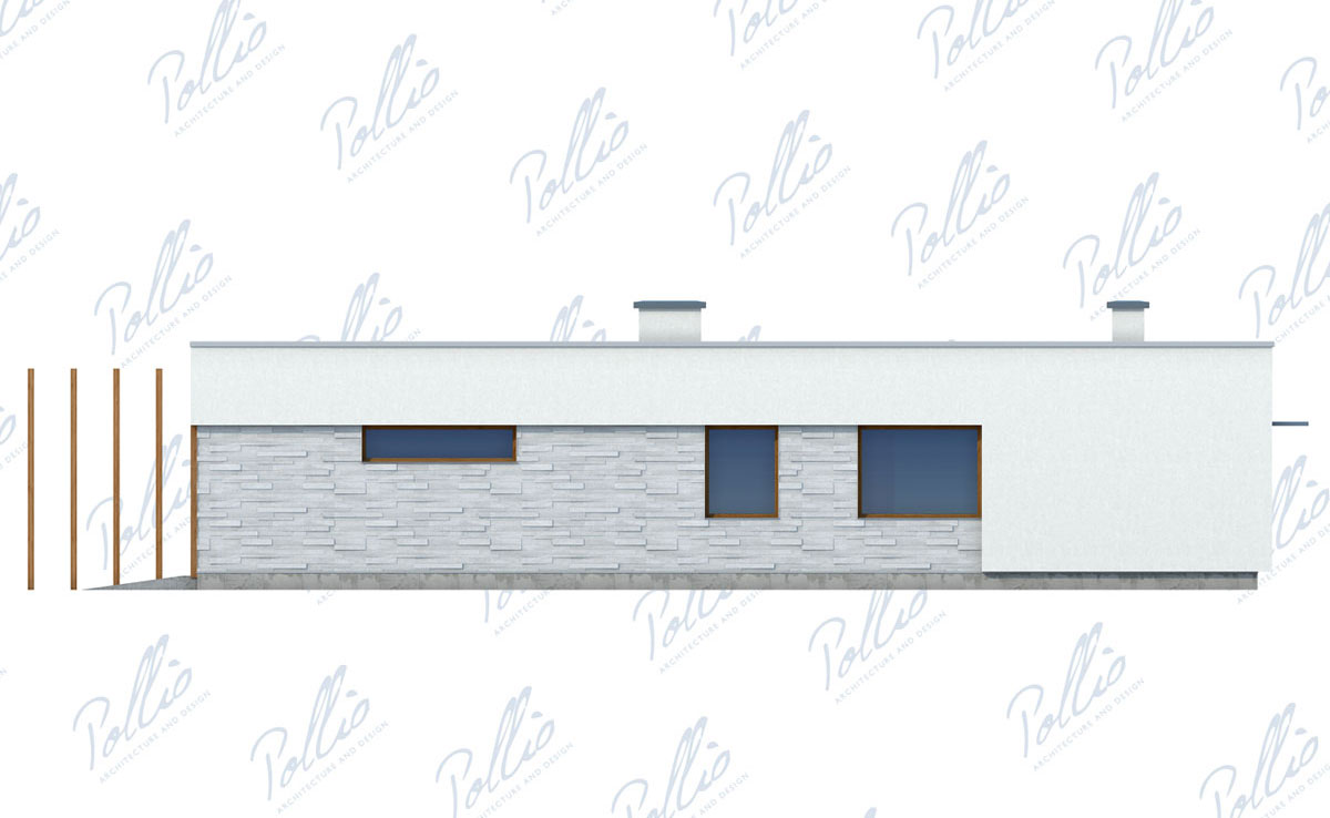 Vienstāva mājas projekts 233 m²: 3 Guļamistabas, Darba istaba, 3 Vannasistabas, Atvērta virtuve, Garāža