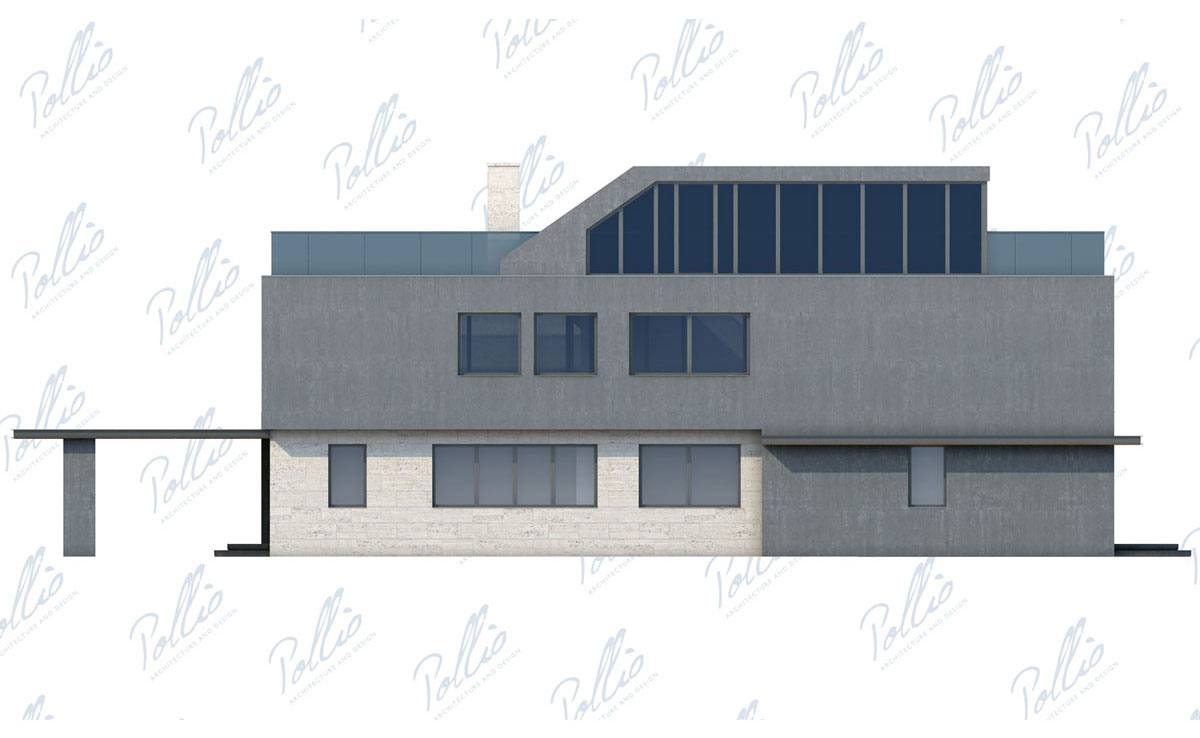 Trīsstāvu mājas projekts 338 m²: 4 Guļamistabas, Darba istaba, 4 Vannasistabas, bez Garāžas