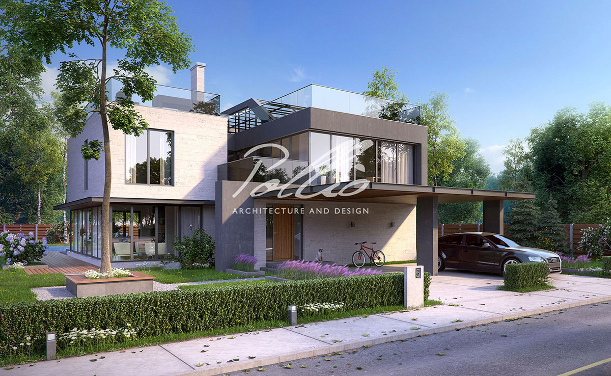 Trīsstāvu mājas projekts 338 m²: 4 Guļamistabas, Darba istaba, 4 Vannasistabas, bez Garāžas