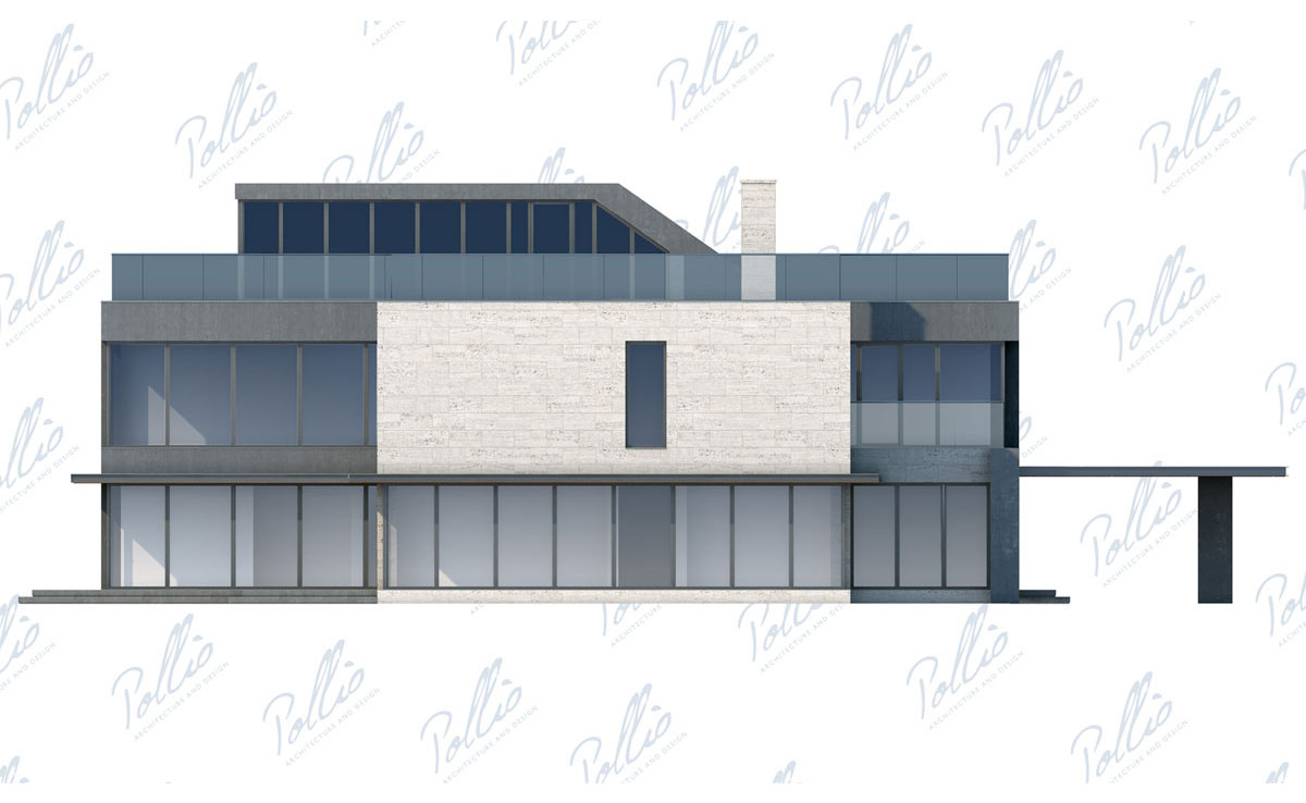 Trīsstāvu mājas projekts 338 m²: 4 Guļamistabas, Darba istaba, 4 Vannasistabas, bez Garāžas