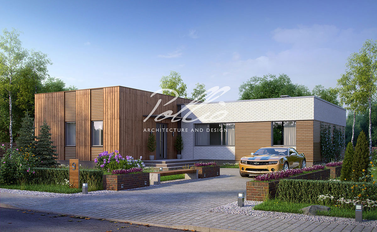 Vienstāva mājas projekts 217 m²: 3 Guļamistabas, Darba istaba, 4 Vannasistabas, Atvērta virtuve, bez Garāžas
