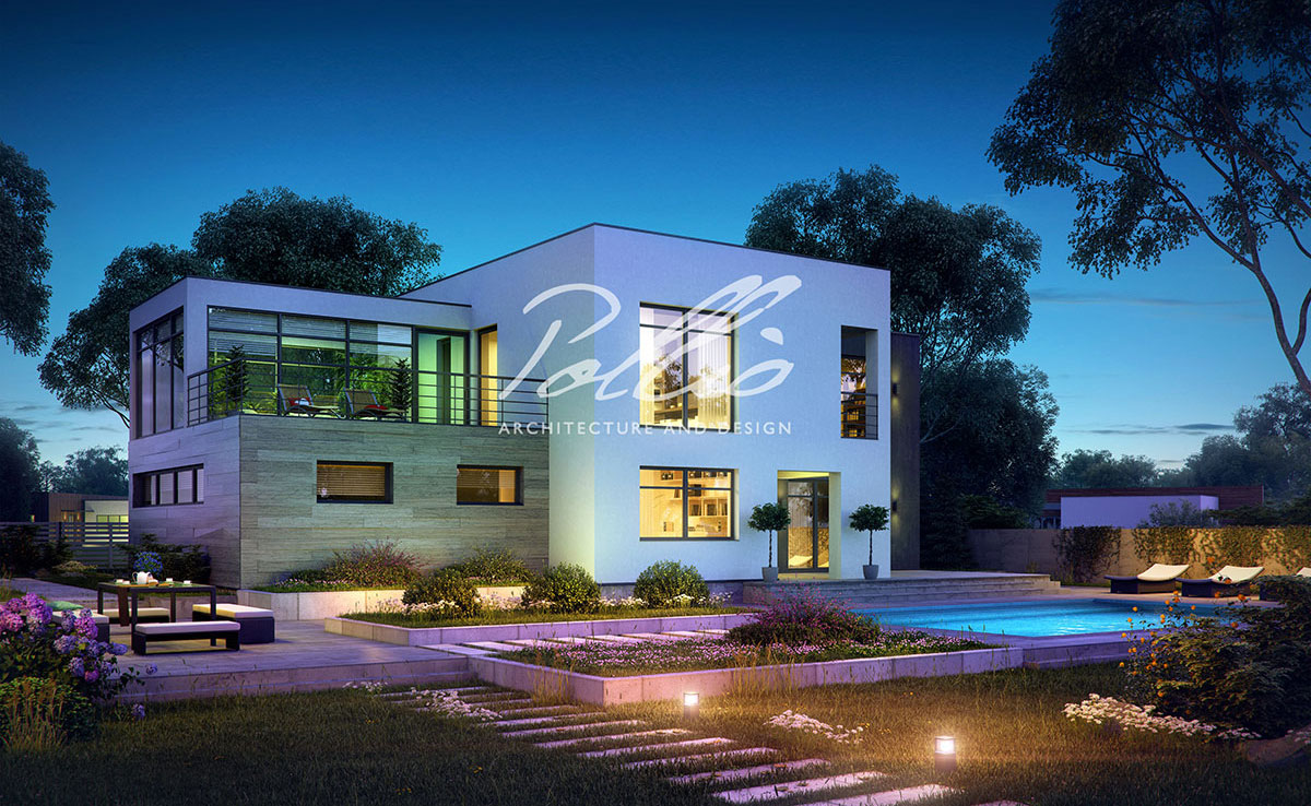 Divstāvu mājas projekts 263 m²: 3 Guļamistabas, Darba istaba, 3 Vannasistabas, Atvērta virtuve, Garāža