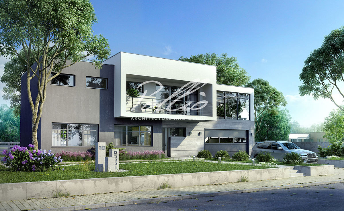 Divstāvu mājas projekts 263 m²: 3 Guļamistabas, Darba istaba, 3 Vannasistabas, Atvērta virtuve, Garāža