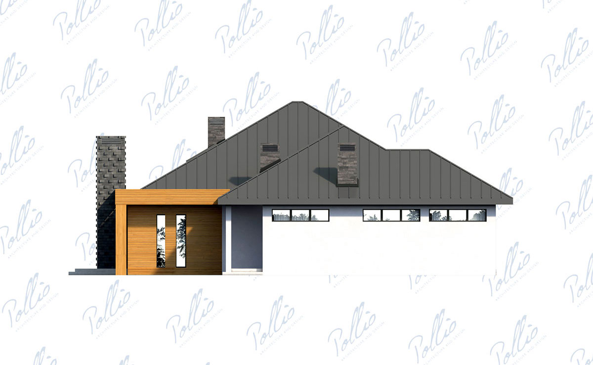 Vienstāva mājas projekts 260 m²: 3 Guļamistabas, Darba istaba, 3 Vannasistabas, Atvērta virtuve, Garāža