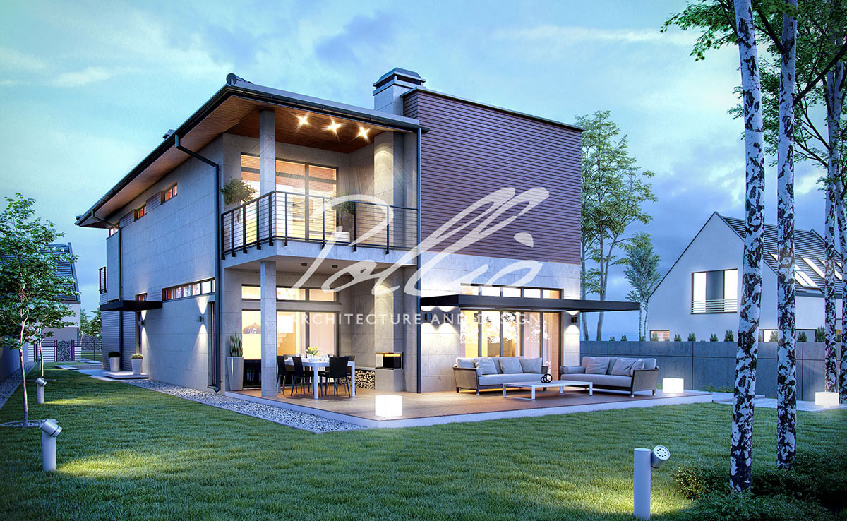 Divstāvu mājas projekts 194 m²: 3 Guļamistabas, Darba istaba, 3 Vannasistabas, bez Garāžas