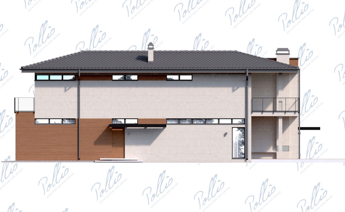 Divstāvu mājas projekts 194 m²: 3 Guļamistabas, Darba istaba, 3 Vannasistabas, bez Garāžas