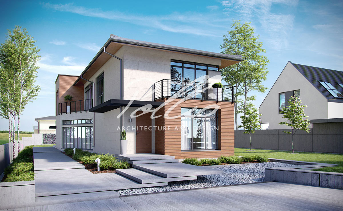 Divstāvu mājas projekts 194 m²: 3 Guļamistabas, Darba istaba, 3 Vannasistabas, bez Garāžas