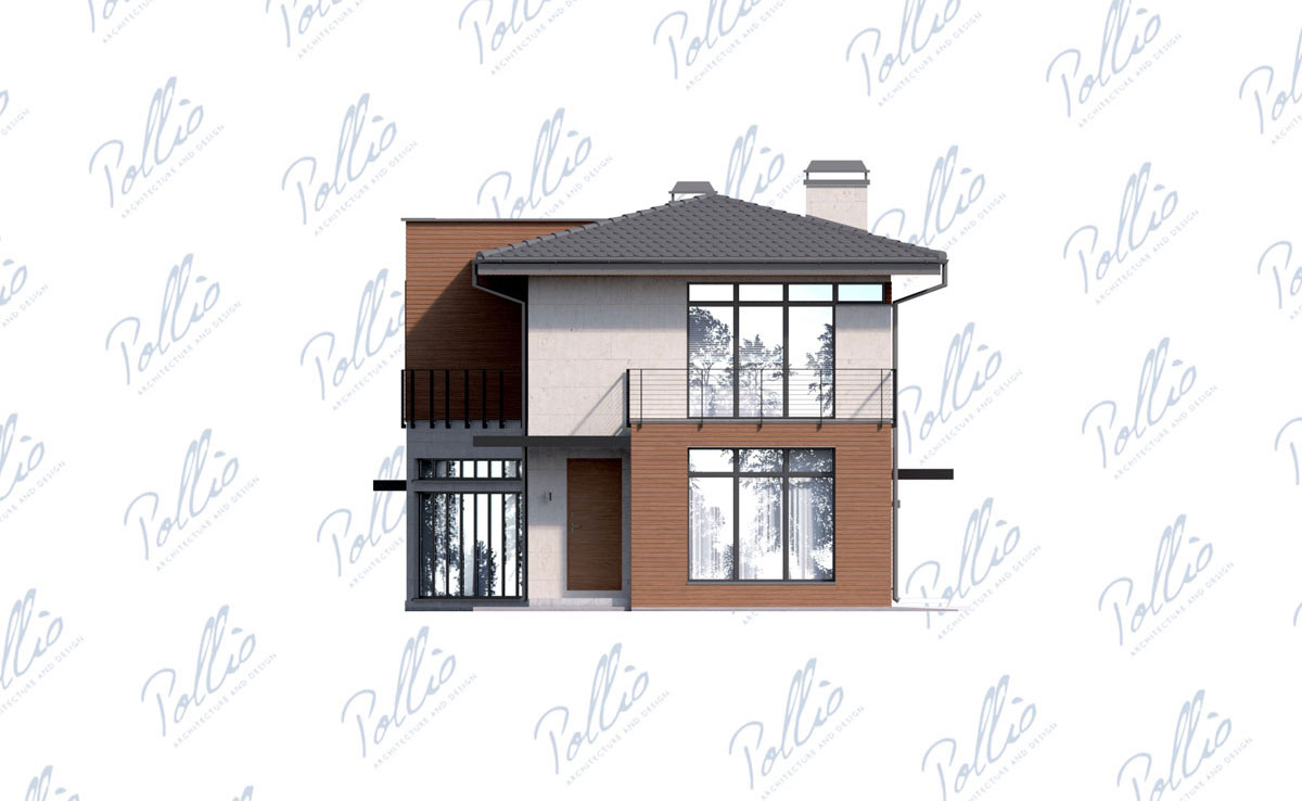 Divstāvu mājas projekts 194 m²: 3 Guļamistabas, Darba istaba, 3 Vannasistabas, bez Garāžas