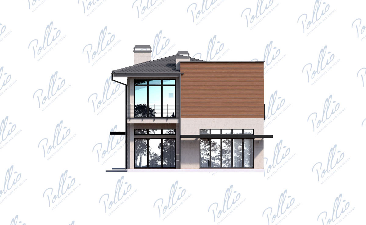 Divstāvu mājas projekts 194 m²: 3 Guļamistabas, Darba istaba, 3 Vannasistabas, bez Garāžas