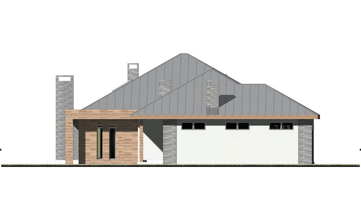Vienstāva mājas projekts 187 m²: 4 Guļamistabas, 3 Vannasistabas, Atvērta virtuve, Garāža