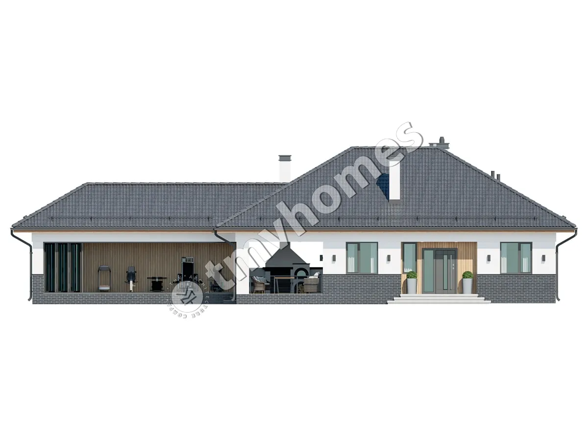 Vienstāva mājas projekts 135 m²: 2 Guļamistabas, 1 Vannasistabas, bez Garāžas