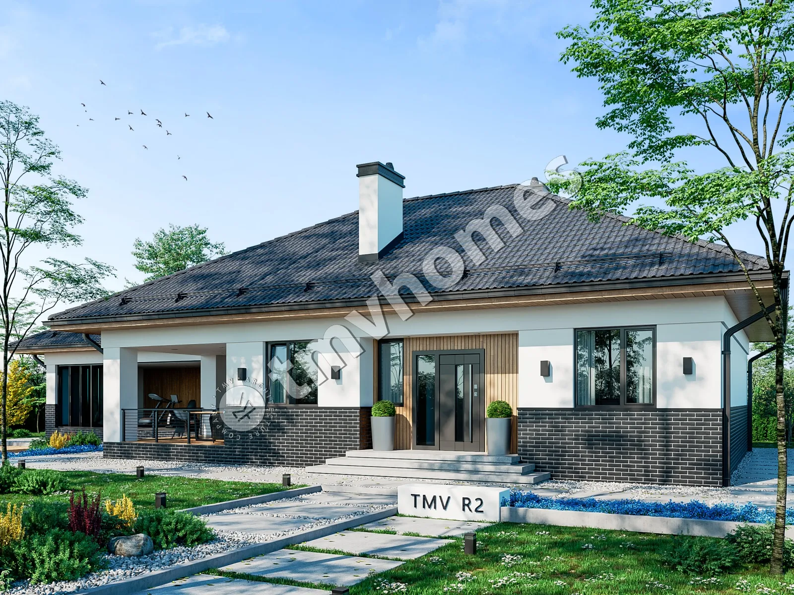 Vienstāva mājas projekts 135 m²: 2 Guļamistabas, 1 Vannasistabas, bez Garāžas