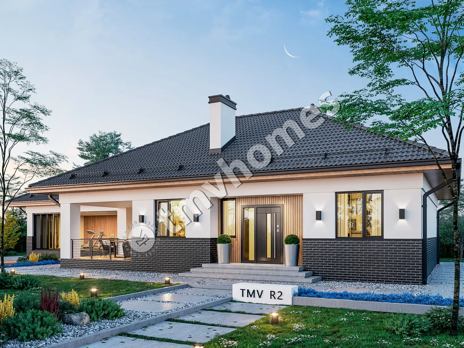 Vienstāva mājas projekts 135 m²: 2 Guļamistabas, 1 Vannasistabas, bez Garāžas