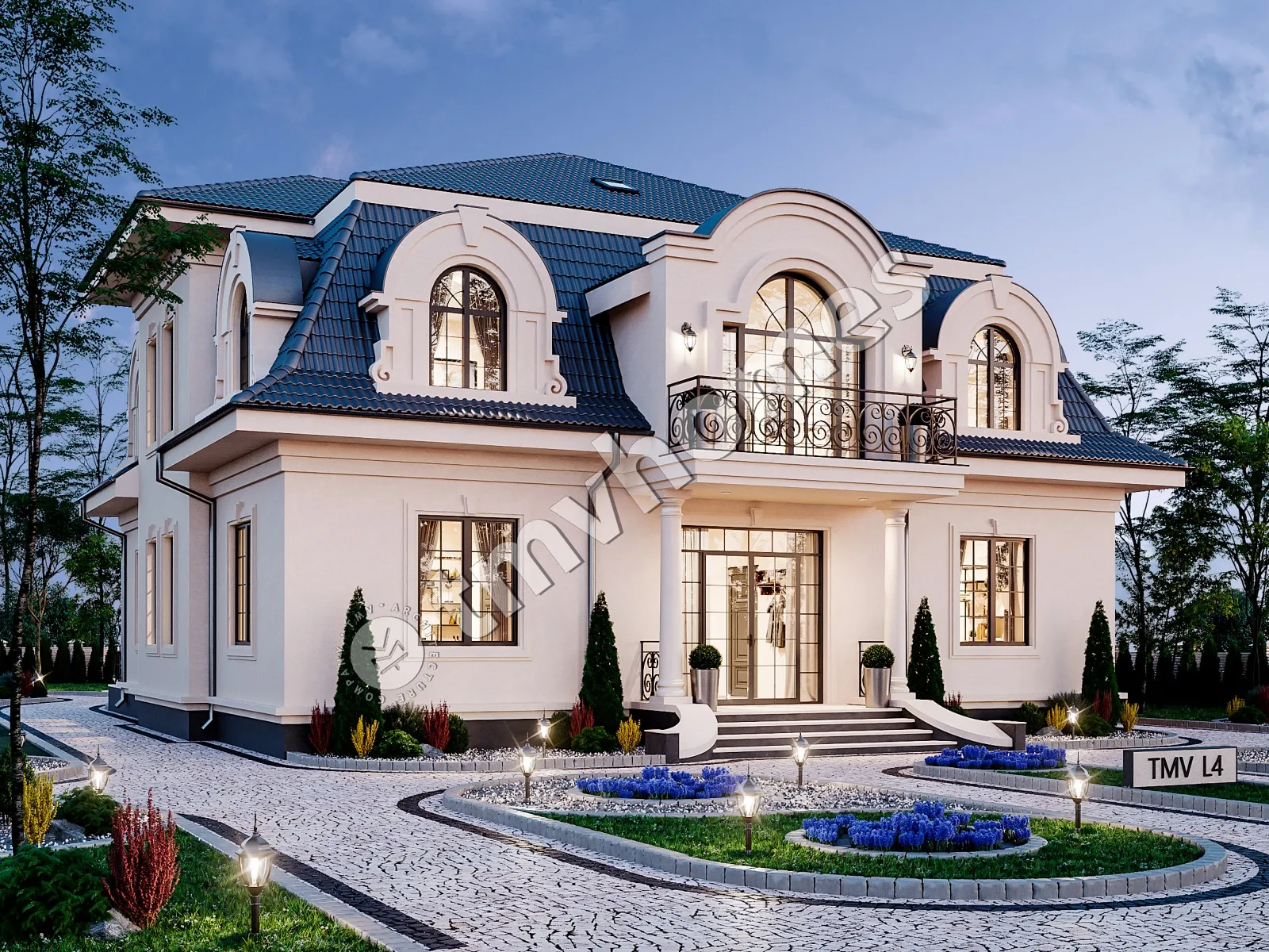 Divstāvu mājas projekts 358 m²: 4 Guļamistabas, 4 Vannasistabas, bez Garāžas