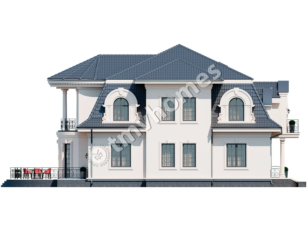 Divstāvu mājas projekts 358 m²: 4 Guļamistabas, 4 Vannasistabas, bez Garāžas