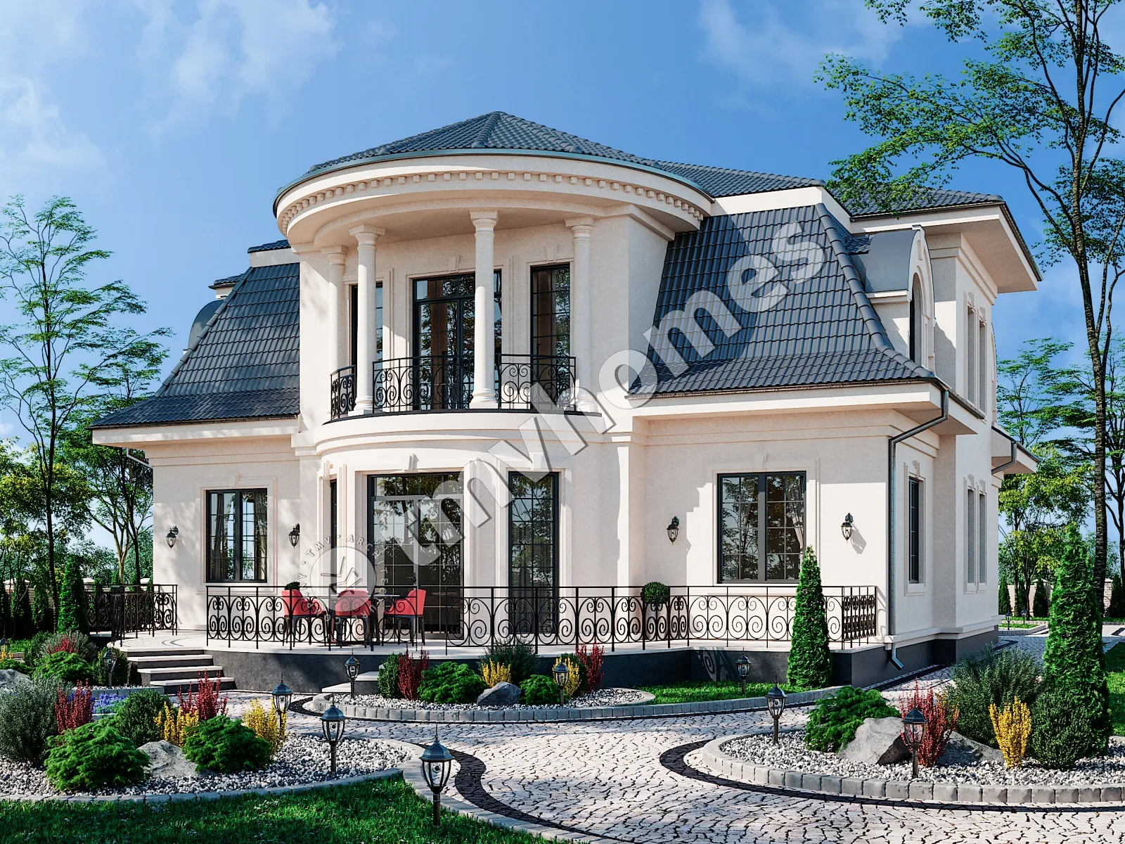 Divstāvu mājas projekts 358 m²: 4 Guļamistabas, 4 Vannasistabas, bez Garāžas