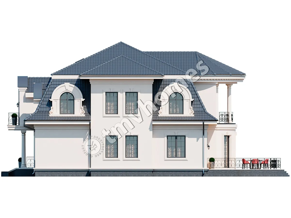 Divstāvu mājas projekts 358 m²: 4 Guļamistabas, 4 Vannasistabas, bez Garāžas