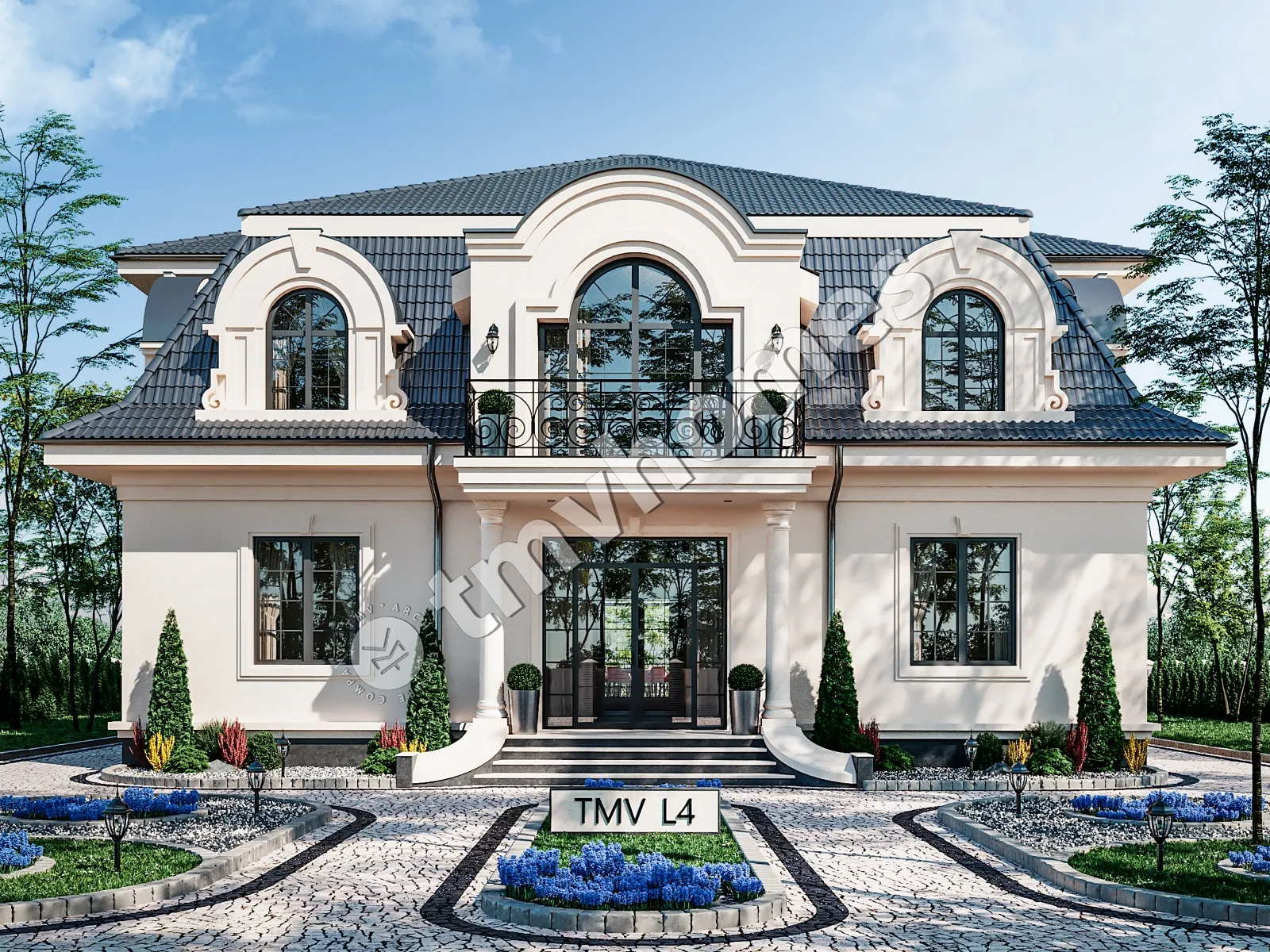 Divstāvu mājas projekts 358 m²: 4 Guļamistabas, 4 Vannasistabas, bez Garāžas