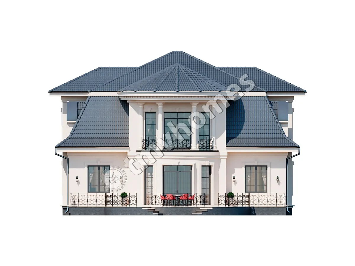Divstāvu mājas projekts 358 m²: 4 Guļamistabas, 4 Vannasistabas, bez Garāžas