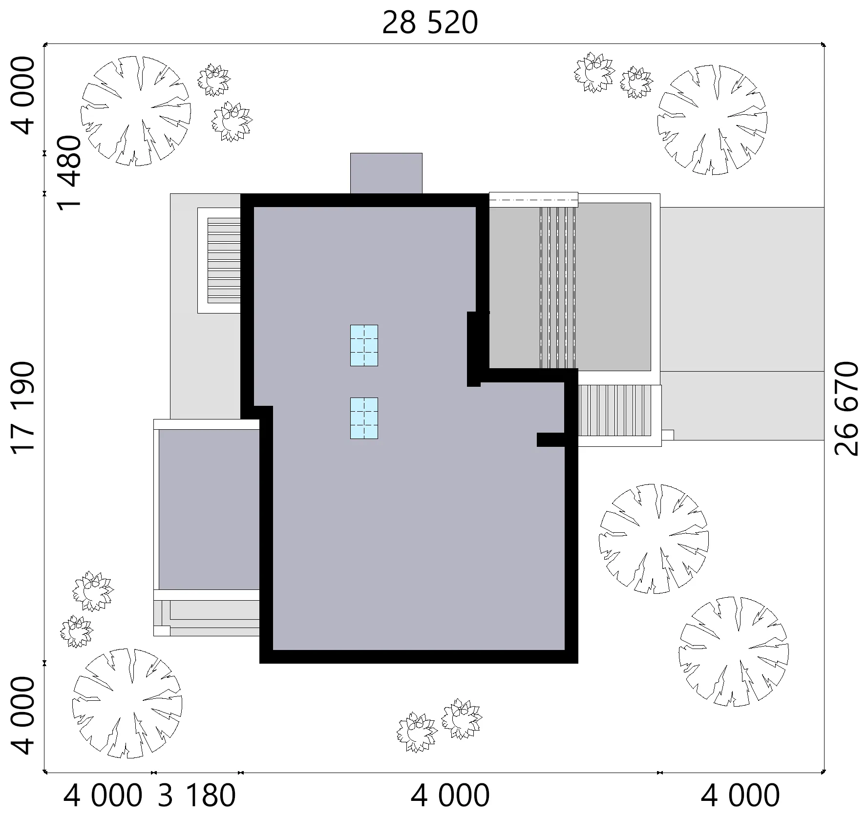 Divstāvu mājas projekts 330 m²: 4 Guļamistabas, Darba istaba, 3 Vannasistabas, Atvērta virtuve, Garāža