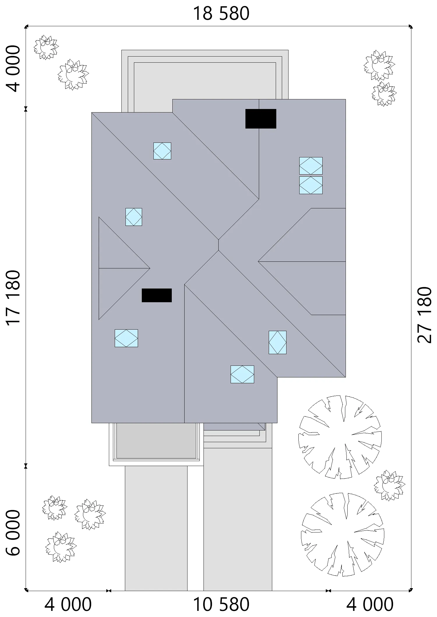 Mājas projekts ar mansardu 225 m²: 3 Guļamistabas, Darba istaba, 3 Vannasistabas, Atvērta virtuve, Garāža