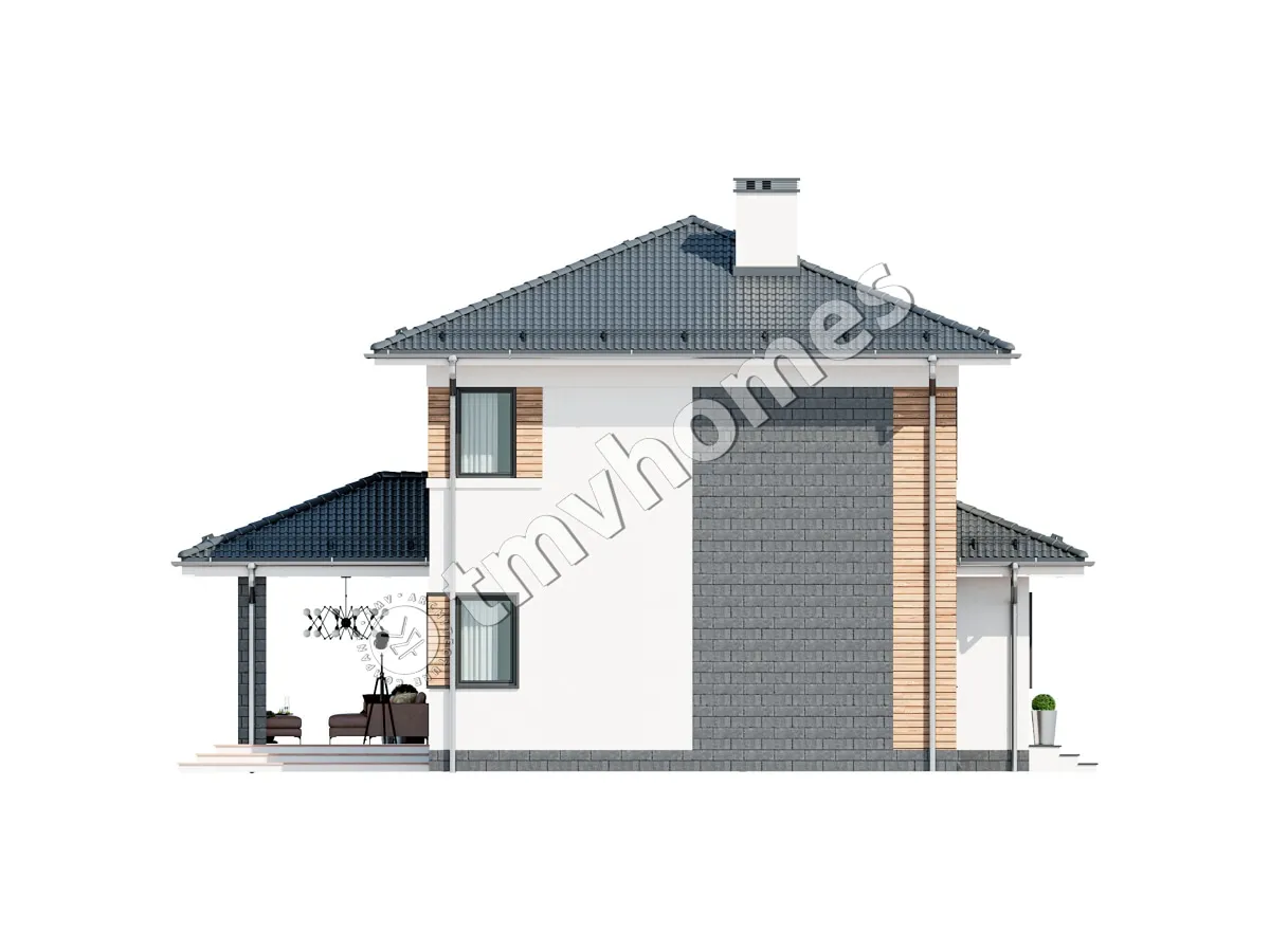 Divstāvu mājas projekts 185 m²: 3 Guļamistabas, 3 Vannasistabas, bez Garāžas