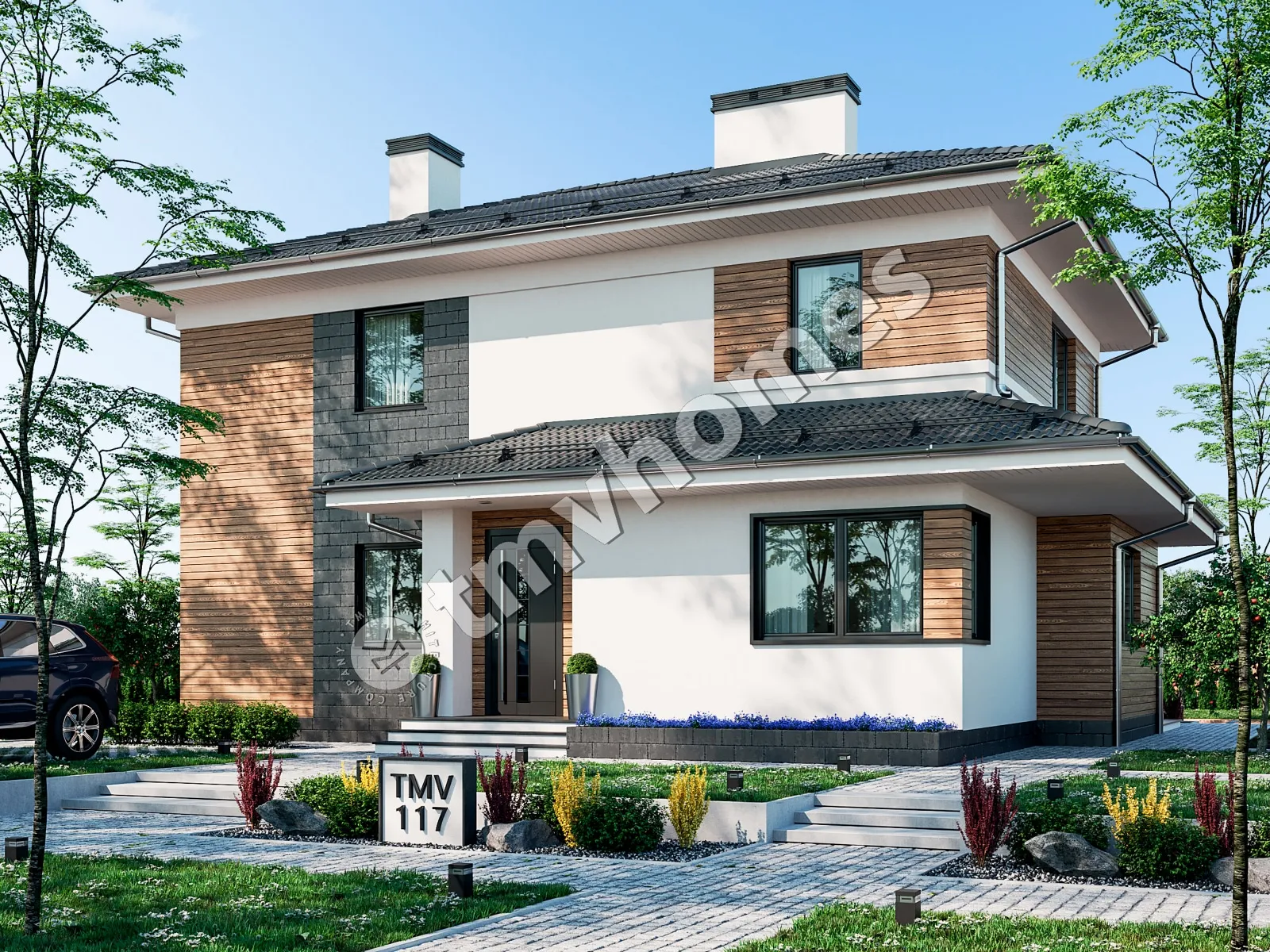 Divstāvu mājas projekts 185 m²: 3 Guļamistabas, 3 Vannasistabas, bez Garāžas