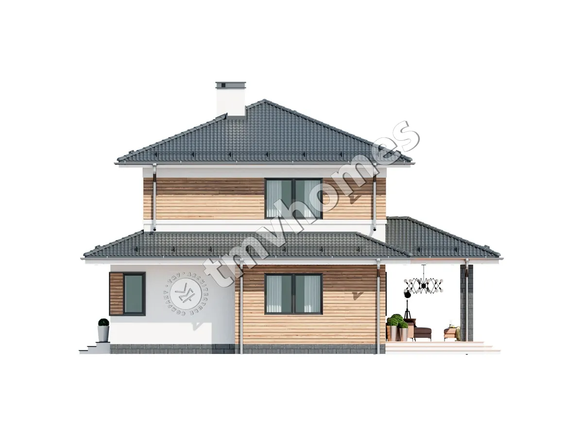 Divstāvu mājas projekts 185 m²: 3 Guļamistabas, 3 Vannasistabas, bez Garāžas