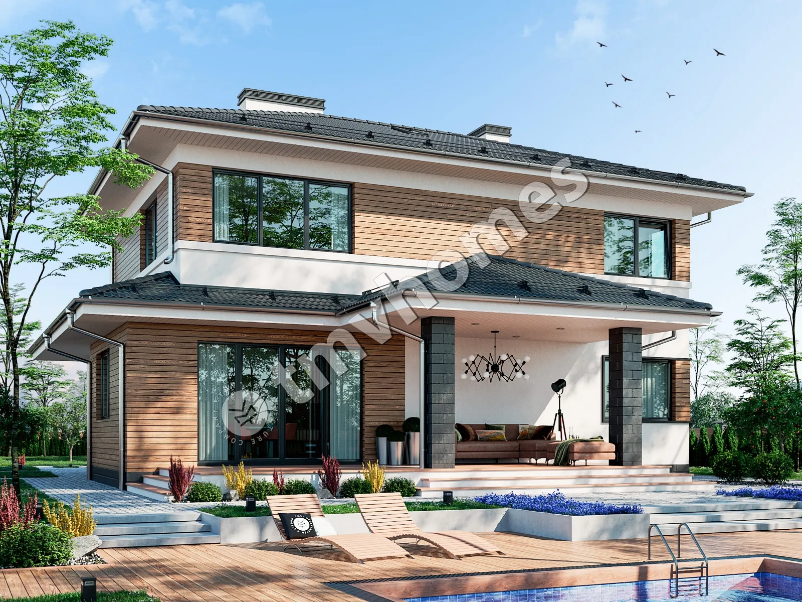 Divstāvu mājas projekts 185 m²: 3 Guļamistabas, 3 Vannasistabas, bez Garāžas