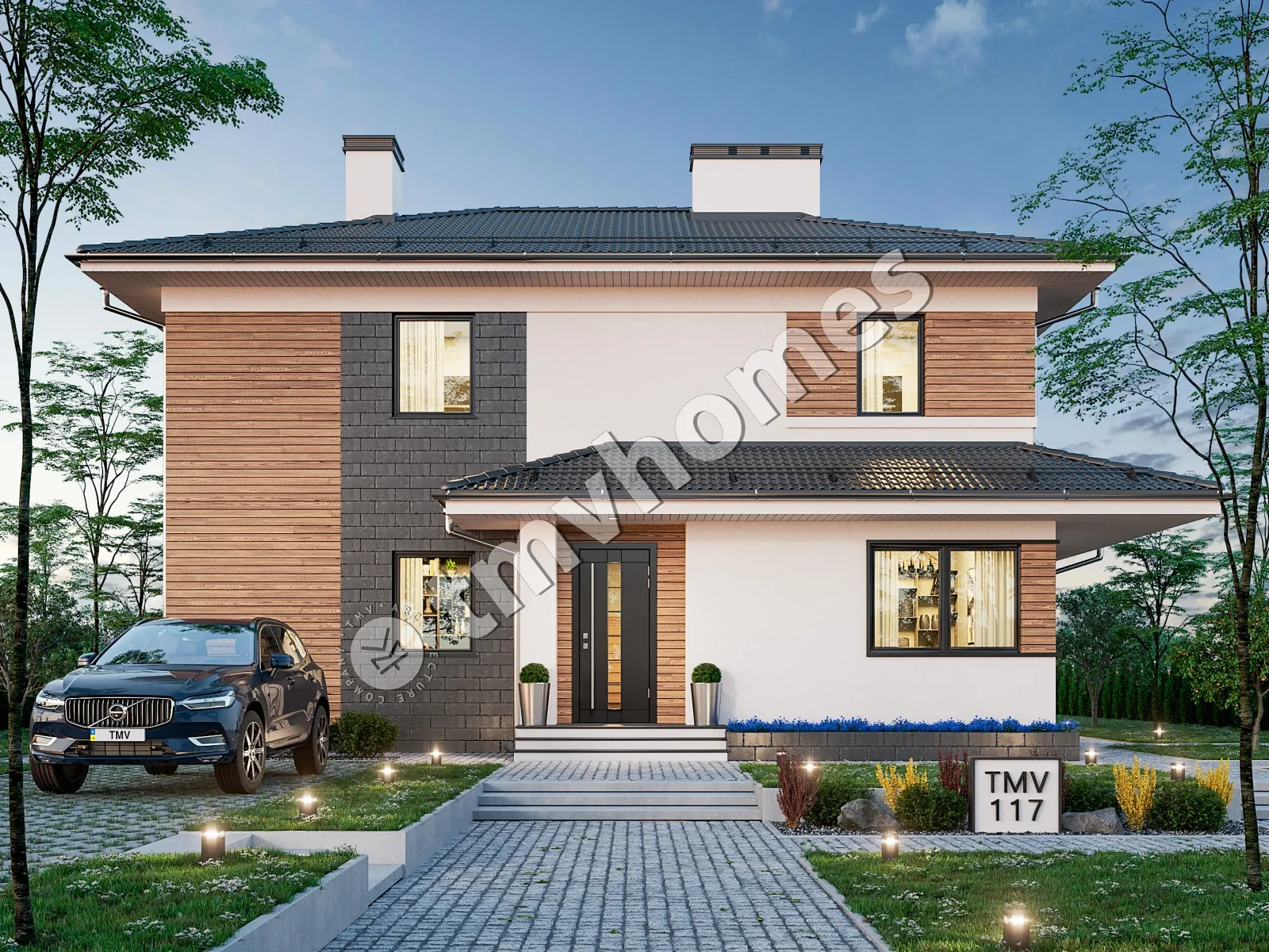 Divstāvu mājas projekts 185 m²: 3 Guļamistabas, 3 Vannasistabas, bez Garāžas