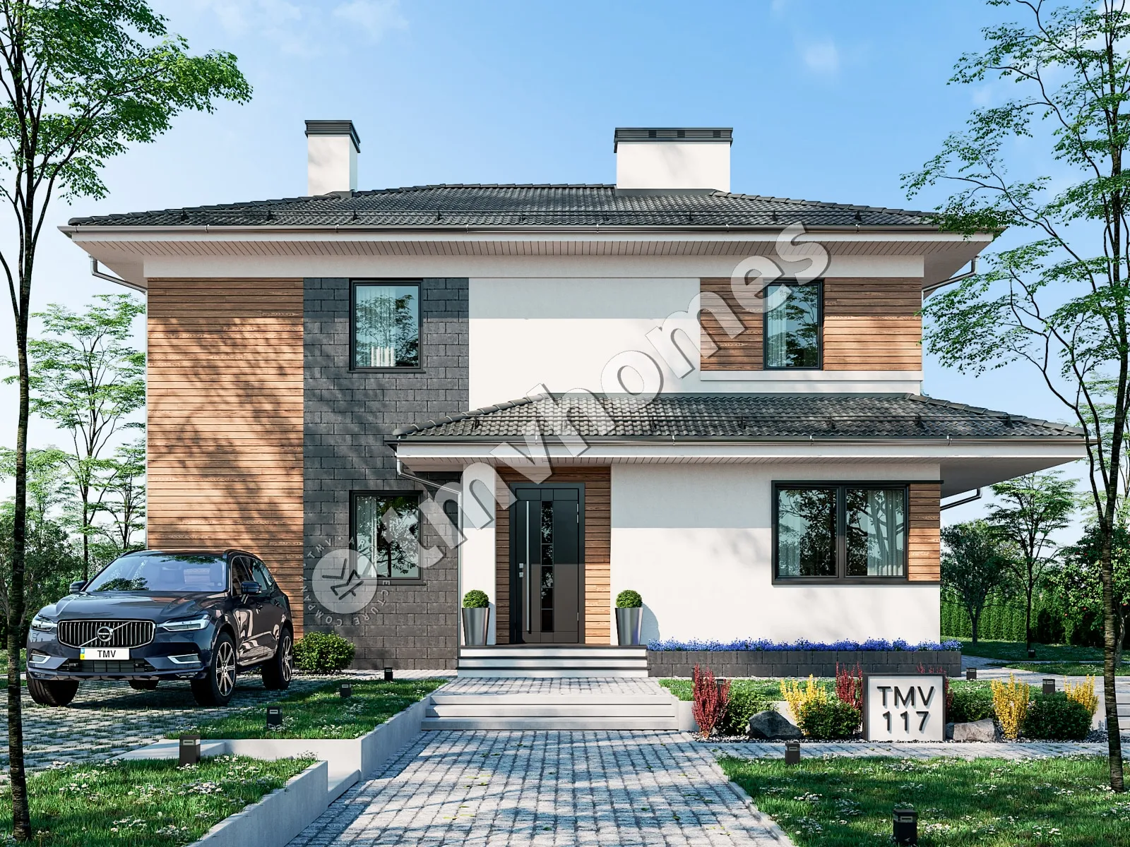 Divstāvu mājas projekts 185 m²: 3 Guļamistabas, 3 Vannasistabas, bez Garāžas