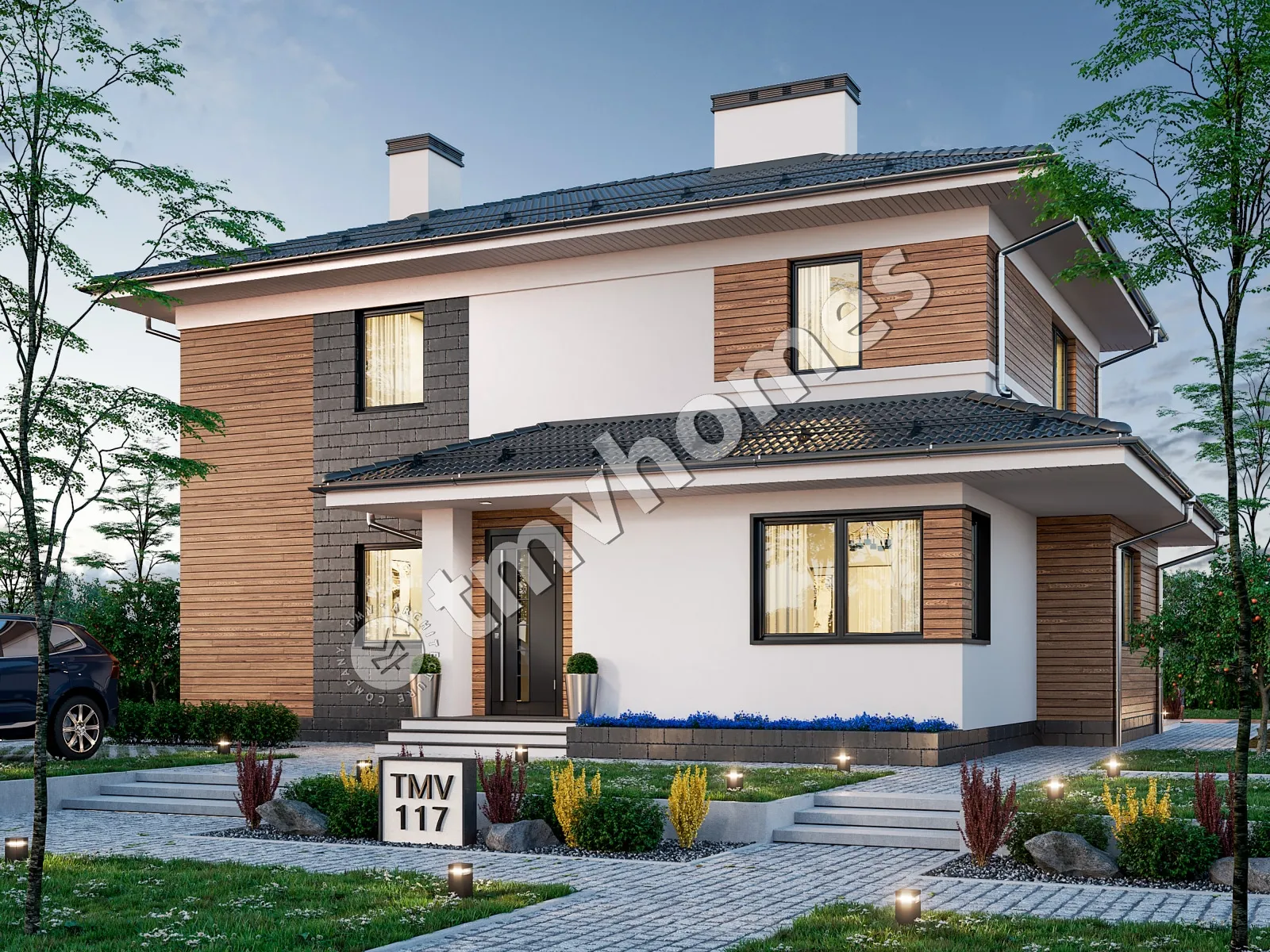 Divstāvu mājas projekts 185 m²: 3 Guļamistabas, 3 Vannasistabas, bez Garāžas