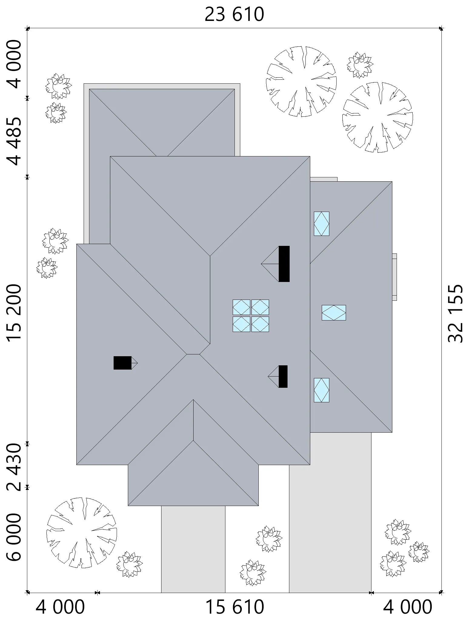 Divstāvu mājas projekts 332 m²: 3 Guļamistabas, 3 Vannasistabas, Atvērta virtuve, Garāža