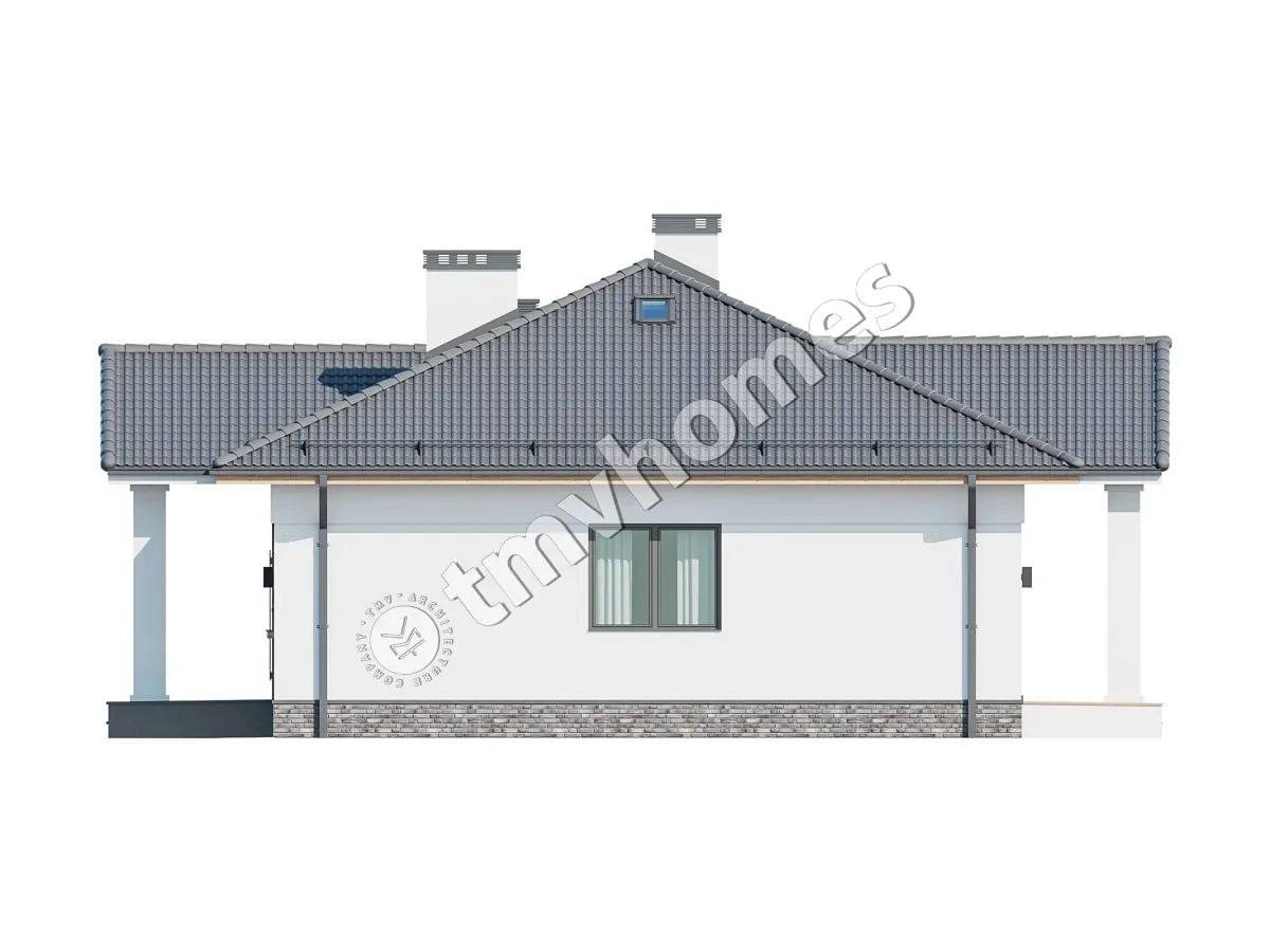 Vienstāva mājas projekts 111 m²: 3 Guļamistabas, 2 Vannasistabas, Atvērta virtuve, bez Garāžas