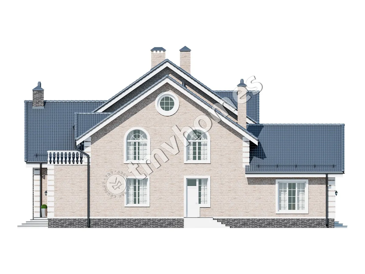 Mājas projekts ar mansardu 483 m²: 6 Guļamistabas, Darba istaba, 5 Vannasistabas, bez Garāžas