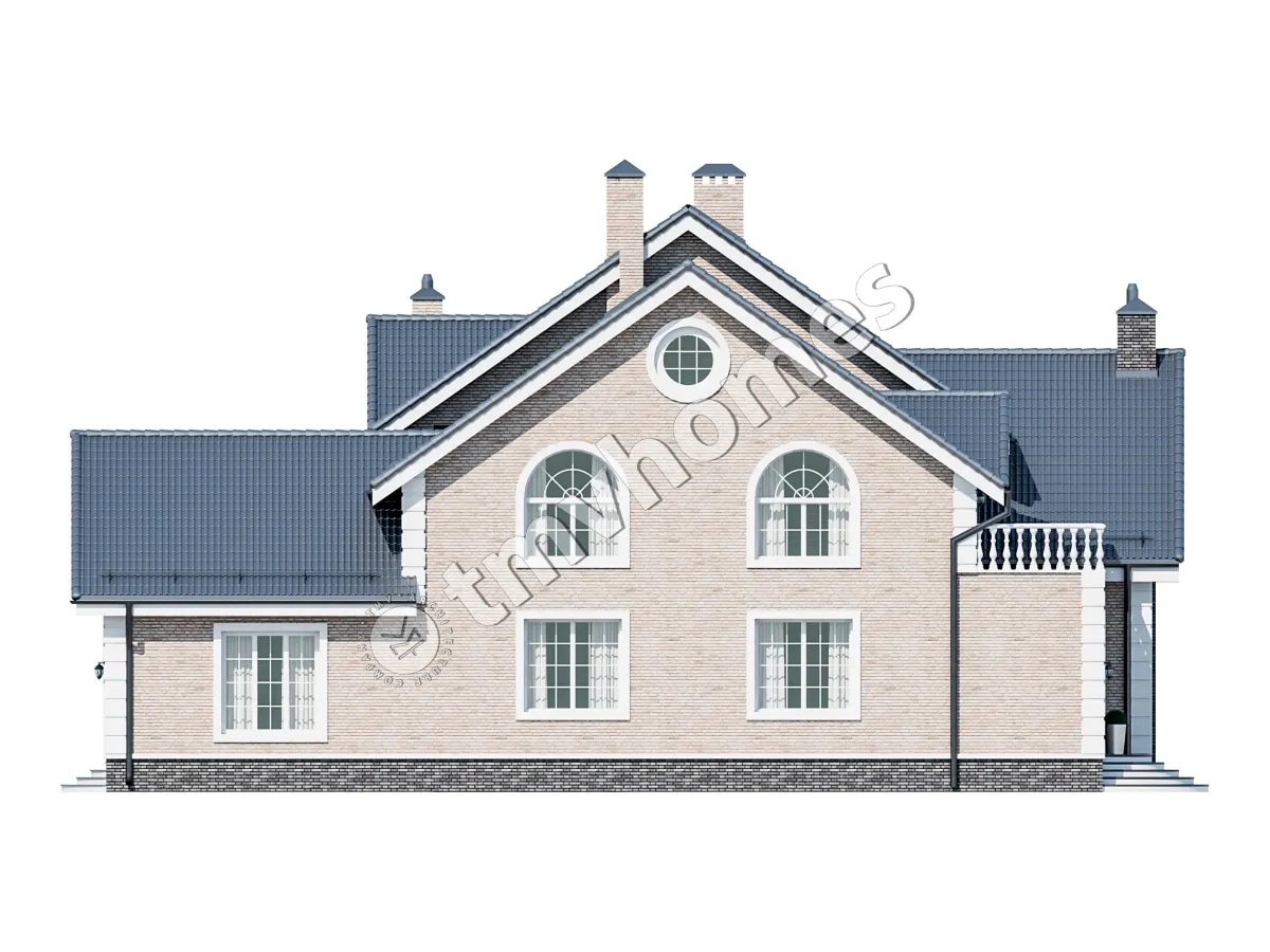 Mājas projekts ar mansardu 483 m²: 6 Guļamistabas, Darba istaba, 5 Vannasistabas, bez Garāžas