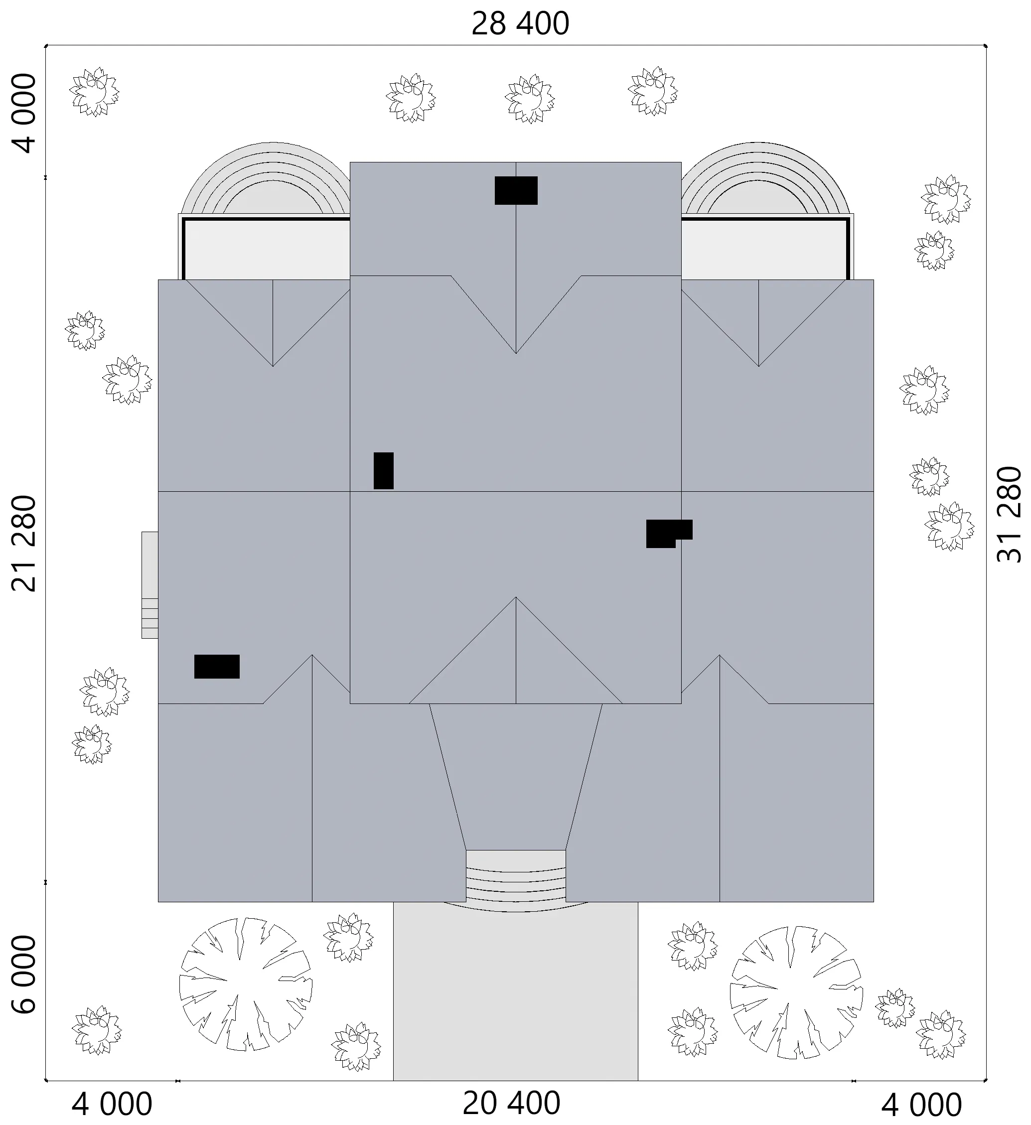 Mājas projekts ar mansardu 483 m²: 6 Guļamistabas, Darba istaba, 5 Vannasistabas, bez Garāžas