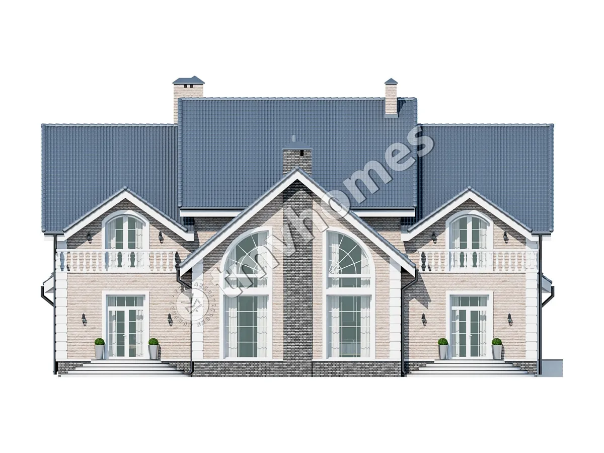 Mājas projekts ar mansardu 483 m²: 6 Guļamistabas, Darba istaba, 5 Vannasistabas, bez Garāžas