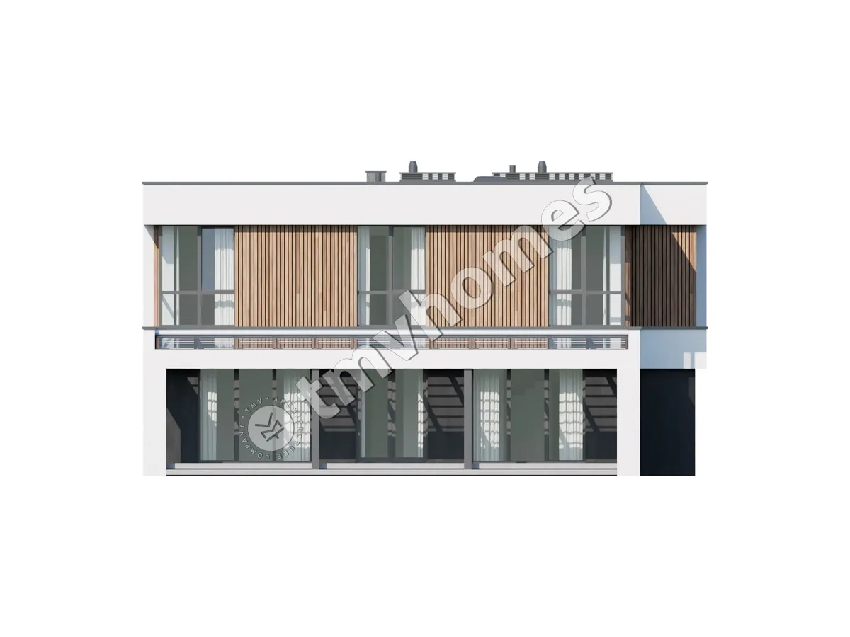 Divstāvu mājas projekts 337 m²: 4 Guļamistabas, Darba istaba, 3 Vannasistabas, Atvērta virtuve, Garāža