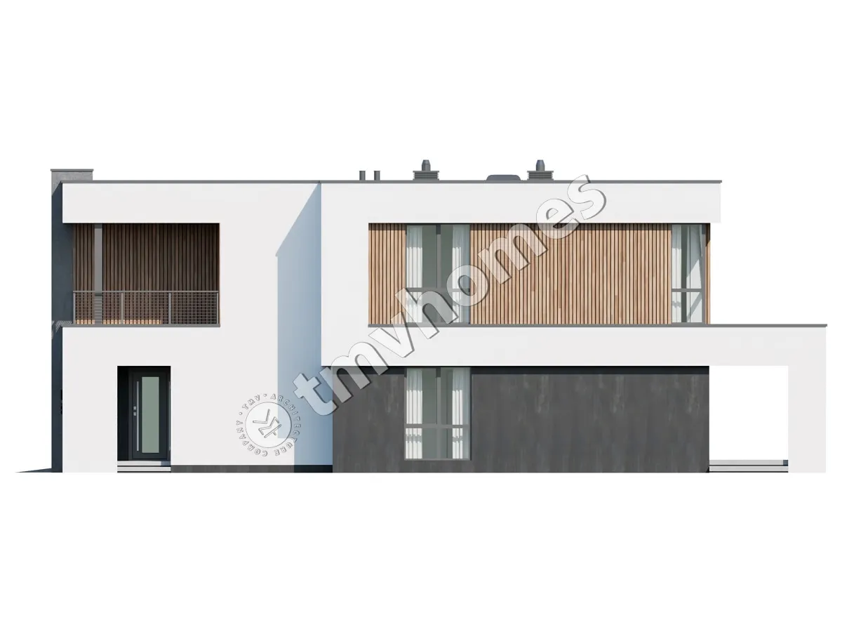 Divstāvu mājas projekts 337 m²: 4 Guļamistabas, Darba istaba, 3 Vannasistabas, Atvērta virtuve, Garāža
