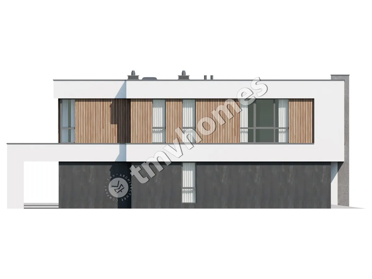 Divstāvu mājas projekts 337 m²: 4 Guļamistabas, Darba istaba, 3 Vannasistabas, Atvērta virtuve, Garāža