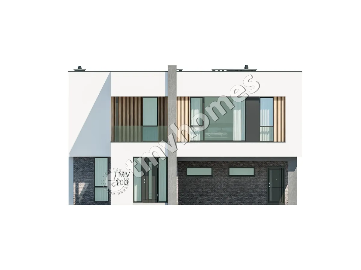Divstāvu mājas projekts 252 m²: 3 Guļamistabas, Darba istaba, 3 Vannasistabas, Atvērta virtuve, bez Garāžas