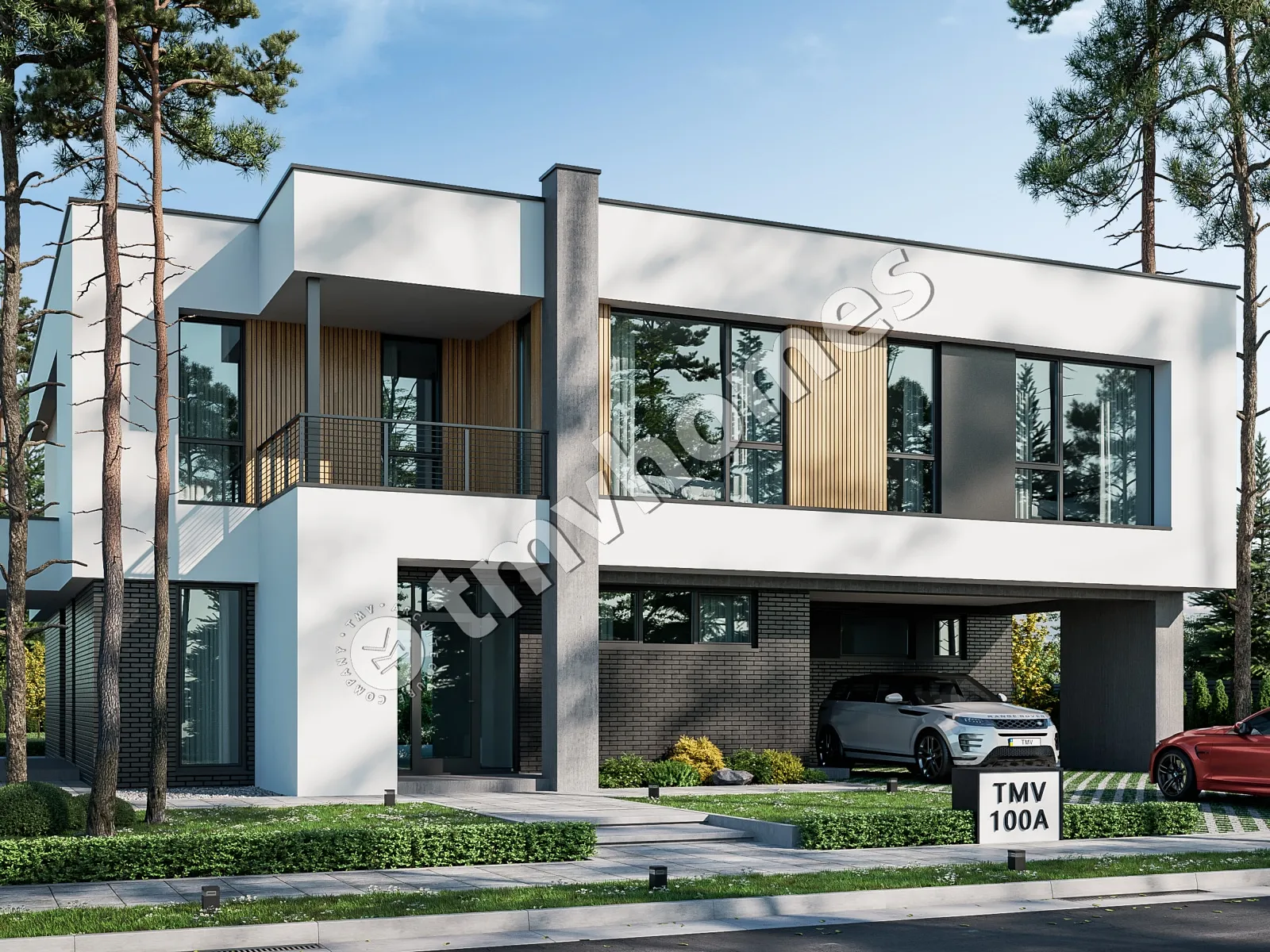 Divstāvu mājas projekts 363 m²: 5 Guļamistabas, 4 Vannasistabas, Atvērta virtuve, bez Garāžas