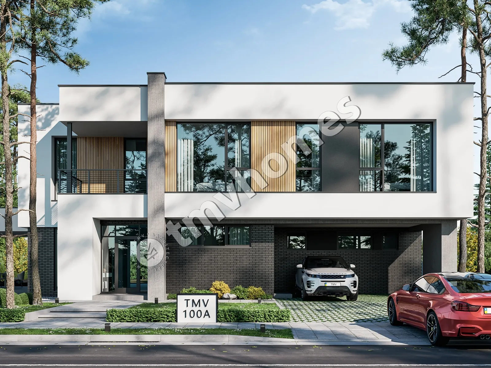 Divstāvu mājas projekts 363 m²: 5 Guļamistabas, 4 Vannasistabas, Atvērta virtuve, bez Garāžas