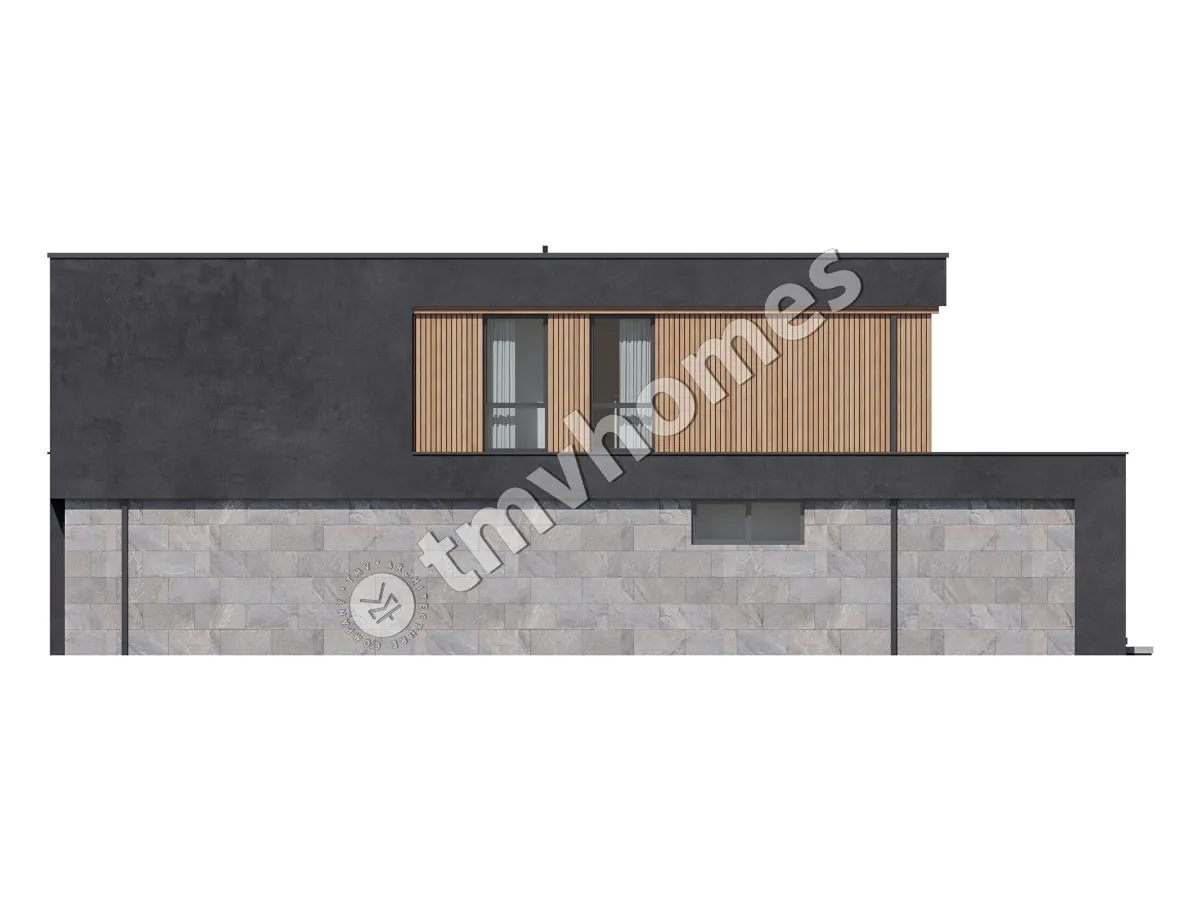 Divstāvu mājas projekts 331 m²: 3 Guļamistabas, Darba istaba, 3 Vannasistabas, Atvērta virtuve, Garāža