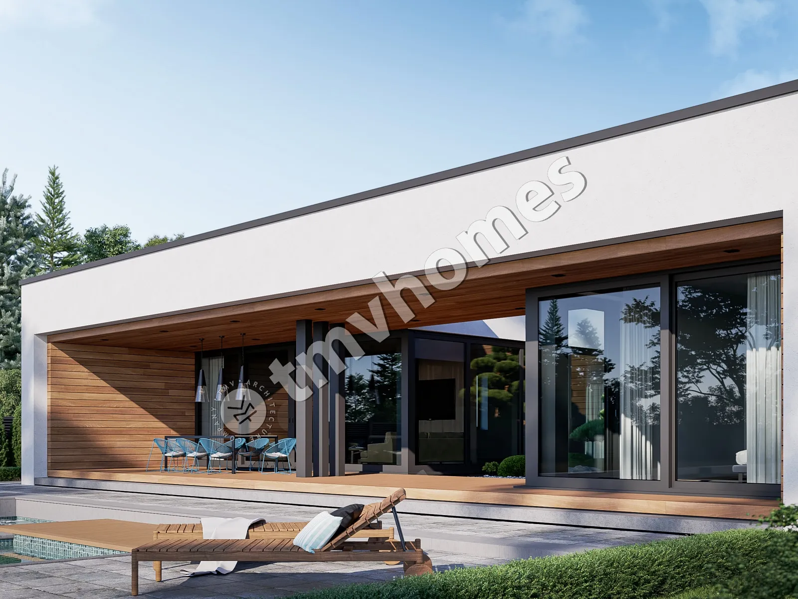 Vienstāva mājas projekts 243 m²: 4 Guļamistabas, 5 Vannasistabas, Atvērta virtuve, bez Garāžas